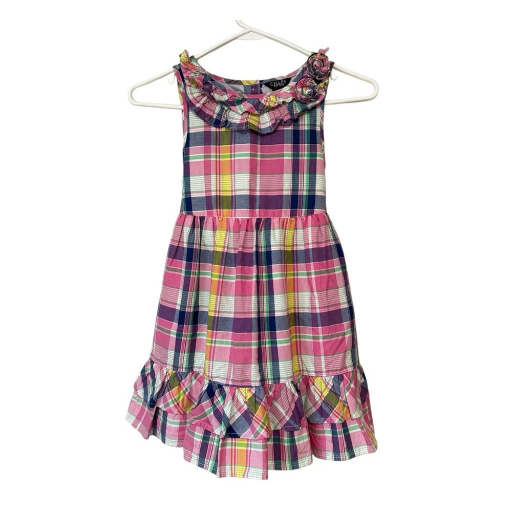 Colorful Plaid Girls Chaps Dress Size 6X